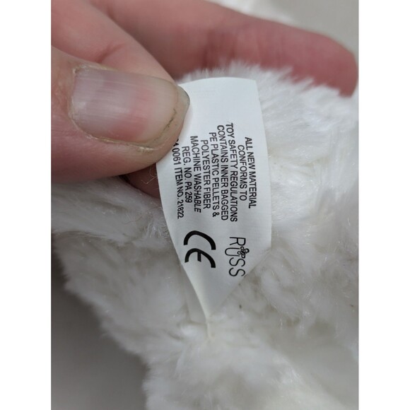 Russ Berrie CHESHIRE White Cat Plush LuvPets Blue Eyes Pink Bow NWT HTF Rare - Picture 7 of 8